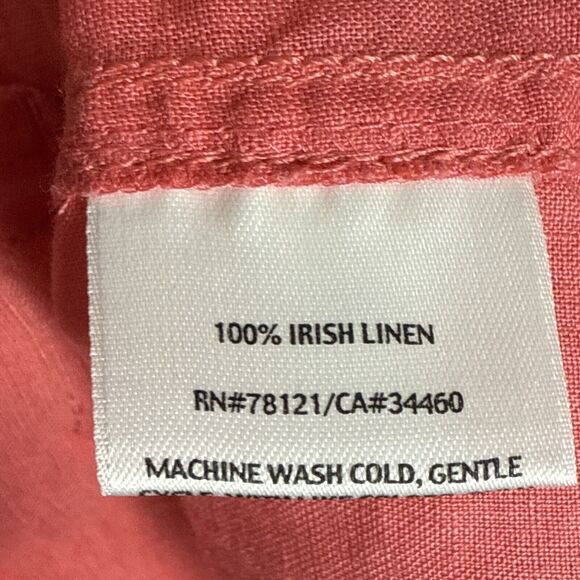 EILEEN FISHER 100% IRISH LINEN CINCH TIE BACK LIGHT WEIGHT CORAL JACKET SIZE S - Picture 6 of 6